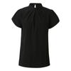 Generic Solid-Color T-Shirt, Comfortable, Elegant, Pleated, Short-Sleeve Blouse (Black, XXL) view 2