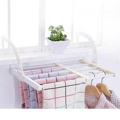 Generic Adjustable Wall-Mounted Retractable Clothesline and Towel Rack, Space-Saving (White)