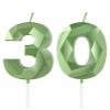 Green 3D Number 30 Candle for Cakes and Decorations view 1