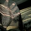 Striped Black Mesh Fabric with Ruffles, Sold by the Meter view 4