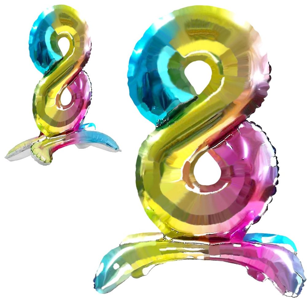 8th Birthday Number 8 Multicolor Standing Foil Balloon, 82 cm XXL