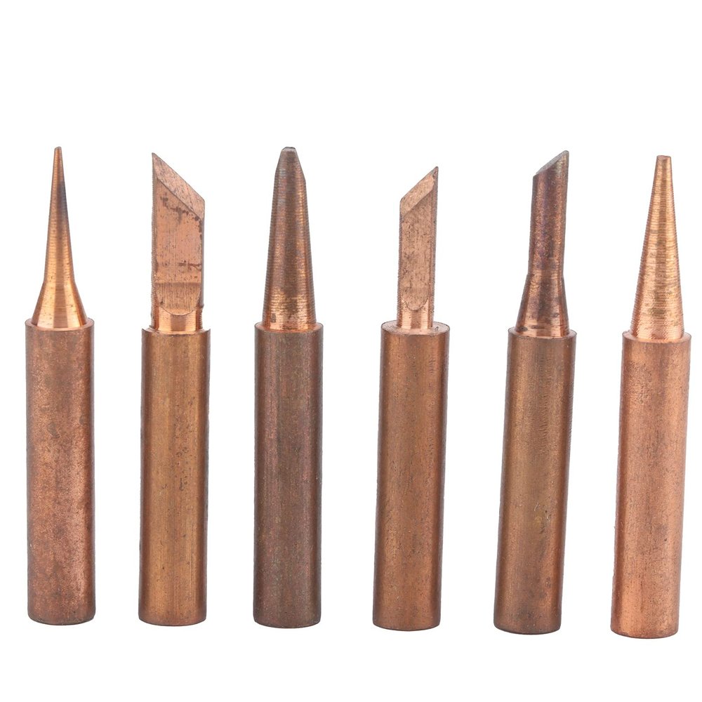 6 Pure Copper Soldering Tips for Electric Soldering Irons, 936/937/938 Stations