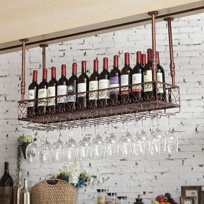 Rustic Industrial Adjustable Hanging Wine Rack