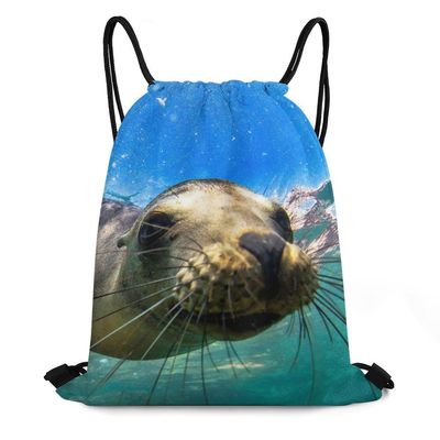 Zhimahou Drawstring Gym Bag with Sea Lion Underwater Design