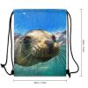 Zhimahou Drawstring Gym Bag with Sea Lion Underwater Design view 3