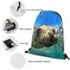 Zhimahou Drawstring Gym Bag with Sea Lion Underwater Design view 4