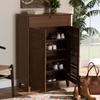 Narrow Tall Wooden Shoe Cabinet with Shelves and Drawer view 2
