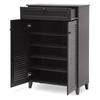 Narrow Tall Wooden Shoe Cabinet with Shelves and Drawer view 3