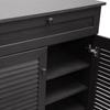 Narrow Tall Wooden Shoe Cabinet with Shelves and Drawer view 4