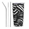 OCELIO Straw Tumbler with Lid, Vacuum-Insulated Stainless Steel, 590 mL, Black and White view 1