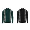 Men's Lightweight Striped Long-Sleeve Polo Shirt with 3-Button Placket view 3