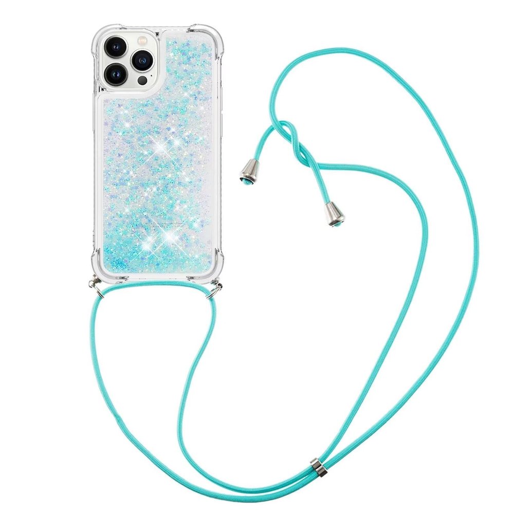 GoodcAcy Case Compatible with Google Pixel 8, Glitter Quicksand Case with Adjustable Lanyard, Light Green