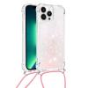 GoodcAcy Case Compatible with Oppo A54 5G, Adjustable Glitter Quicksand Case with Strap, Clear, Light Pink view 2