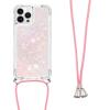 GoodcAcy Case Compatible with Oppo A54 5G, Adjustable Glitter Quicksand Case with Strap, Clear, Light Pink view 3