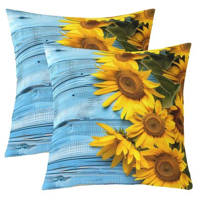 Set of 2 Sunflower Decorative Pillow Covers, 45 x 45 cm