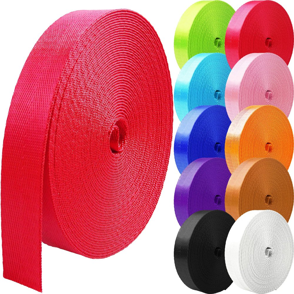 Grosun Nylon Webbing, 1 in / 1.5 in / 2 in, Backpack Straps and Belts, 3.3 m, Red, 2 in