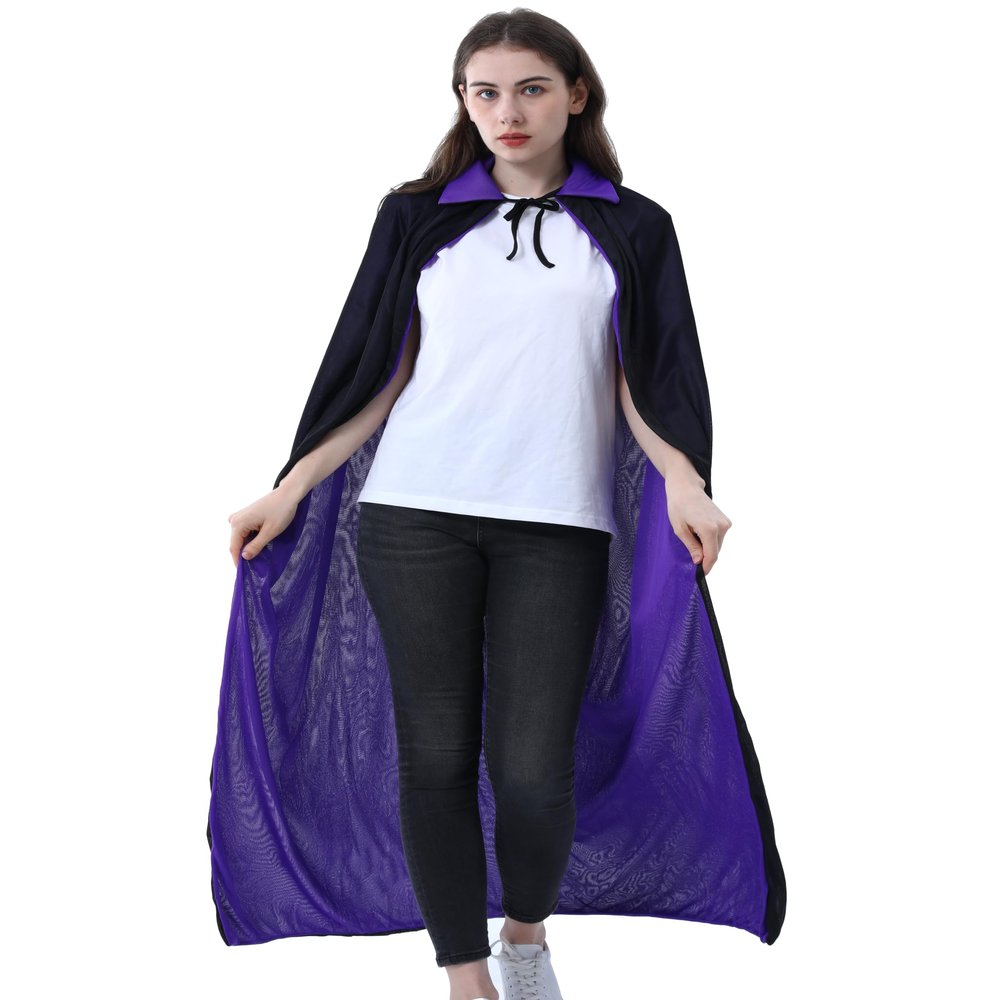 LIKPOJA Adult Reversible Hooded Halloween Cloak, Red and Black Vampire Costume Cape
