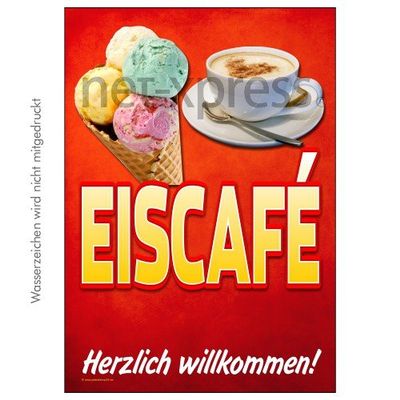 Ice Cream Café Poster, Advertising Print, Version: Storefront Sticker DIN A2