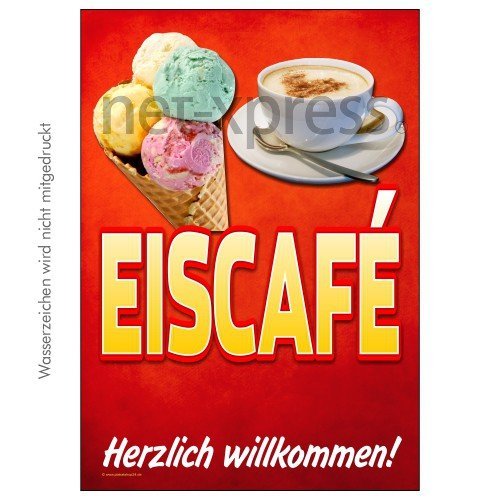 Ice Cream Café Poster, Advertising Print, Version: Storefront Sticker DIN A2