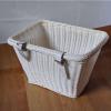 HUIZHENSHENG Handwoven Bicycle Basket with Adjustable Leather Straps, Front Basket, White view 3