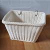 HUIZHENSHENG Handwoven Bicycle Basket with Adjustable Leather Straps, Front Basket, White view 4
