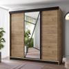 KIER FURNITURE Wardrobe with Mirror, Sliding Doors, Shelves and Hanging Rail, Craft Oak, 250 x 205 x 59 cm view 1