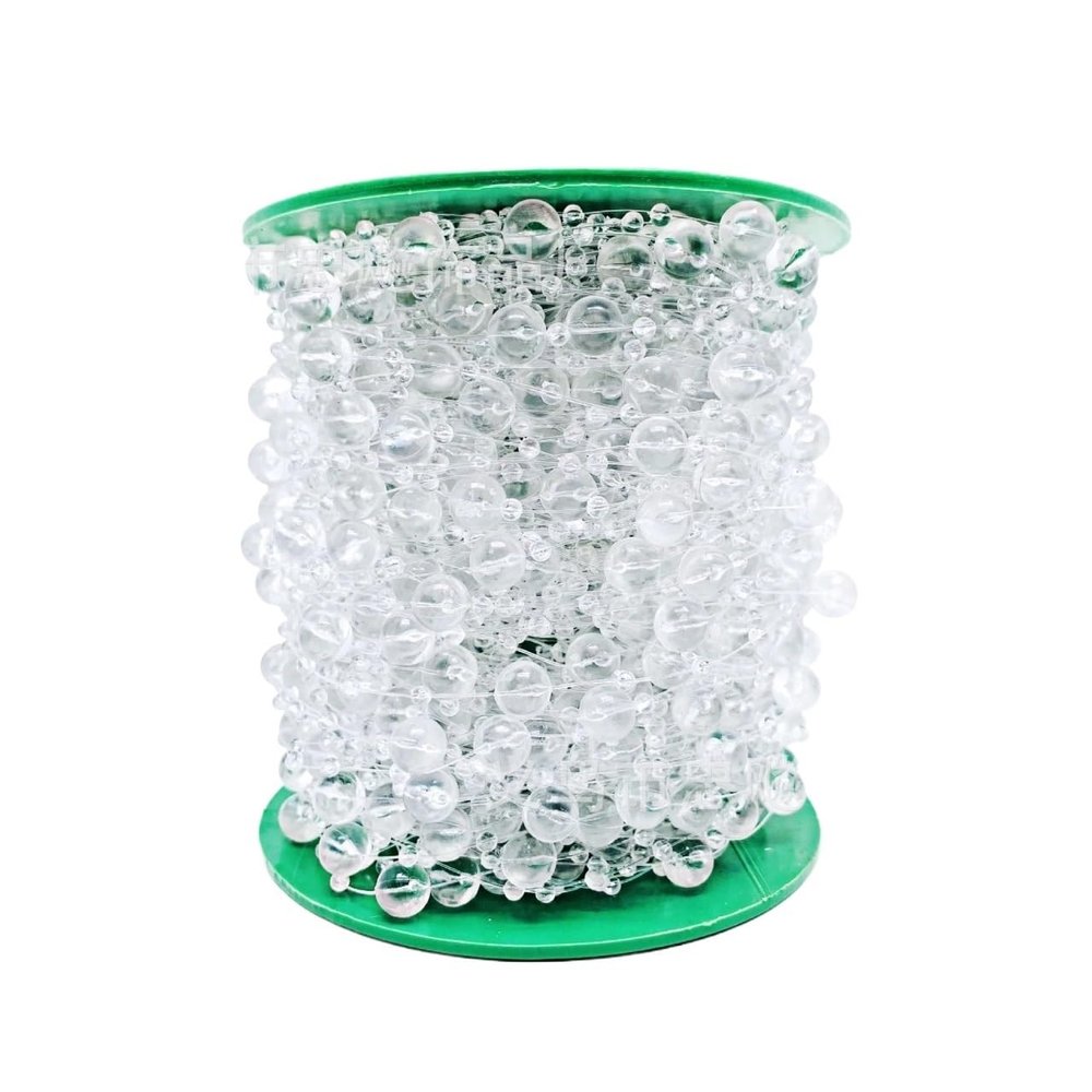 Faux Pearl Garland Decoration, Clear White, 100 Meters