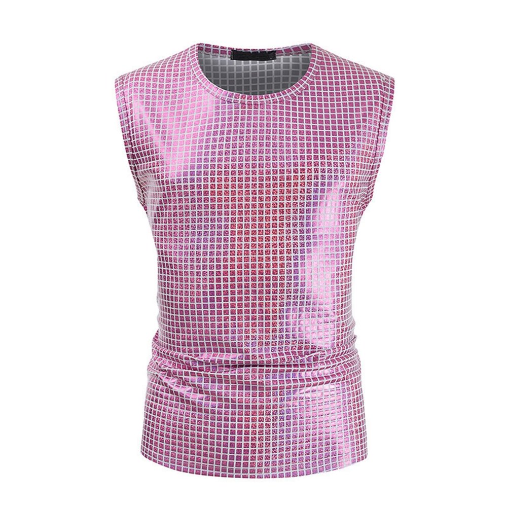 Men's Stylish Casual 1970s Disco Party Vest, Purple, XXL