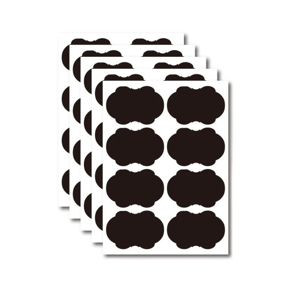 Colorful Chalkboard Labels: Round, Rectangular, and Heart-Shaped Stickers