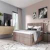 Fun Moebel Linnea Box Spring Bed in Fresh Fabric, Rose, 180 x 220 cm view 1