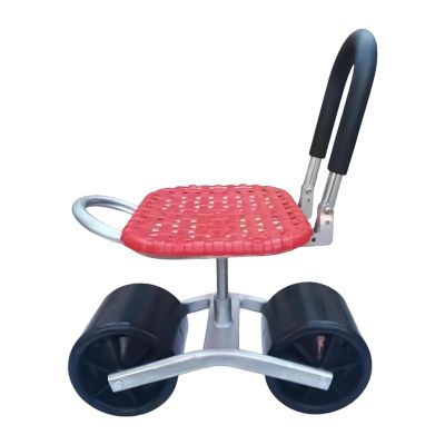 Garden Stool with Wheels, Height-Adjustable 360-Degree Swivel Metal Seat