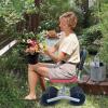 Garden Stool with Wheels, Height-Adjustable 360-Degree Swivel Metal Seat view 3