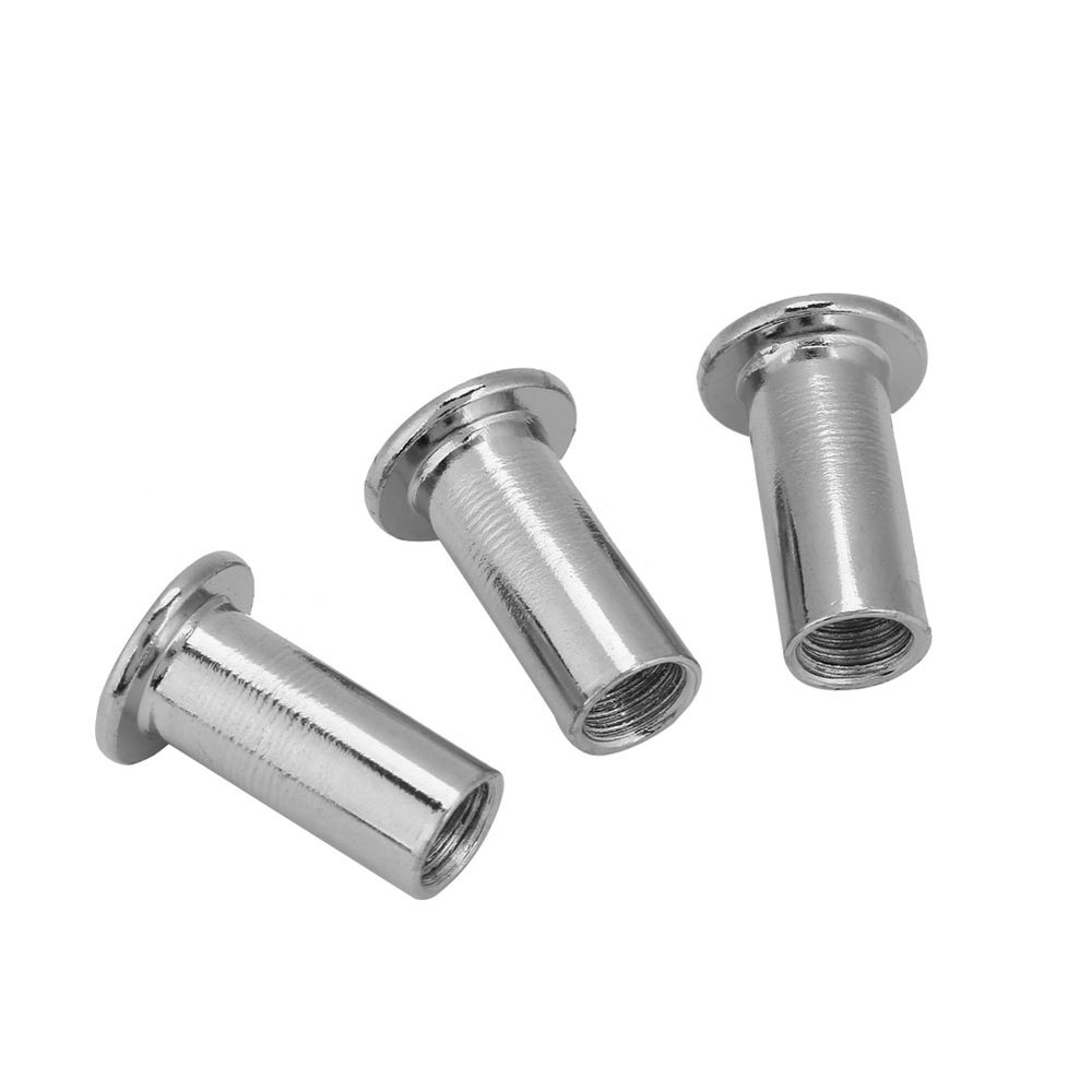 Nickel-Plated Iron Flat and Hex Nuts with Round-Head Sleeves, M8 × 22 mm, 50 Pieces