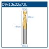 1-Piece HSS Cutter, 2-Flute Spiral End Mill, TiN-Coated, 9×10×19×69L view 2