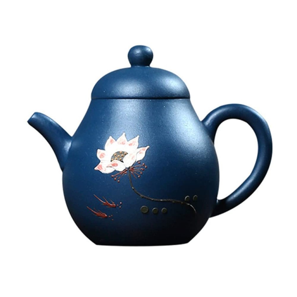 Chinese Purple Clay Teapot with Hand-Painted Lotus