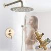 Brushed Gold Shower Mixer Faucet, Concealed Rain Shower Set, 10-Inch Shower Head view 1
