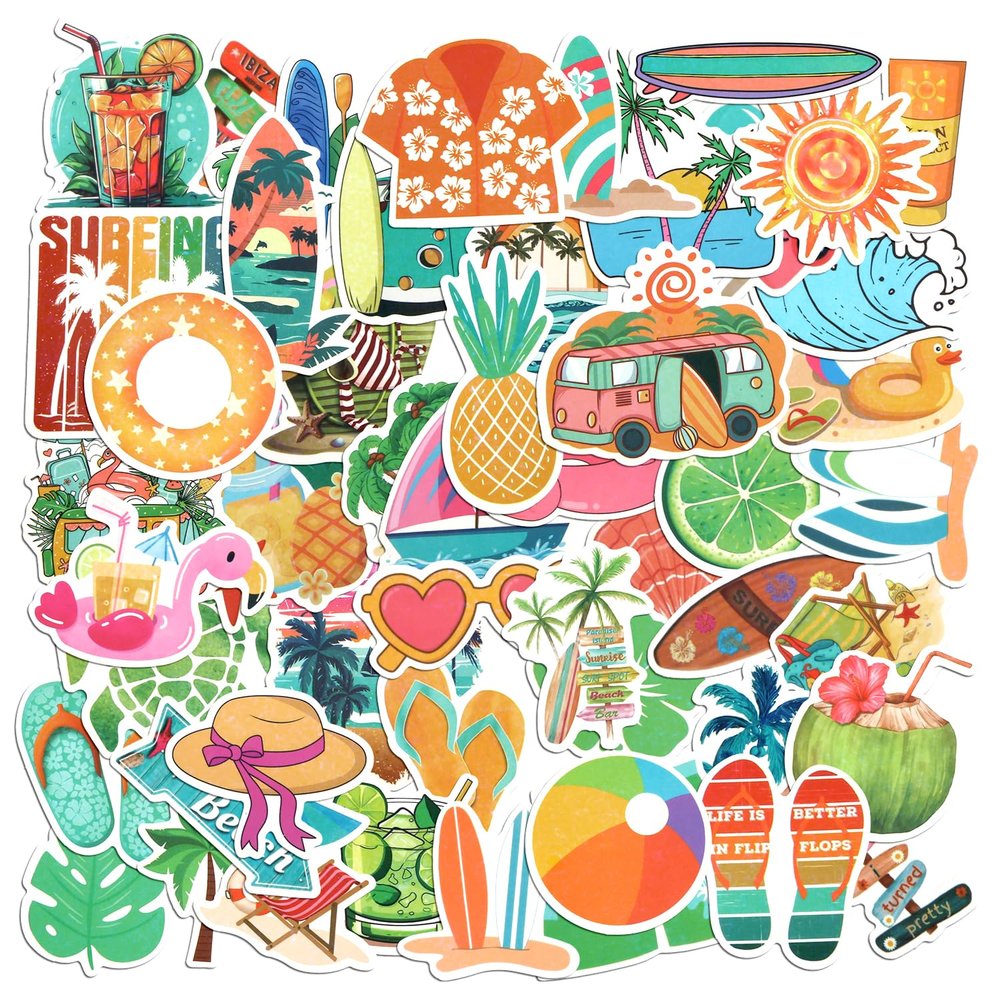 52-Piece Summer Stickers for Kids and Adults