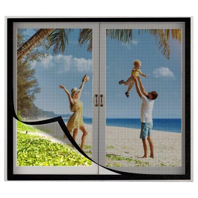 Magnetic? no, Insect Screen 190 x 195 cm with Self-Adhesive Hook-and-Loop Tape, Black