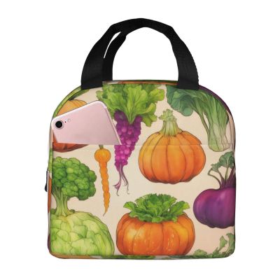 WURTON Reusable Lunch Bag with Fruit and Vegetable Print