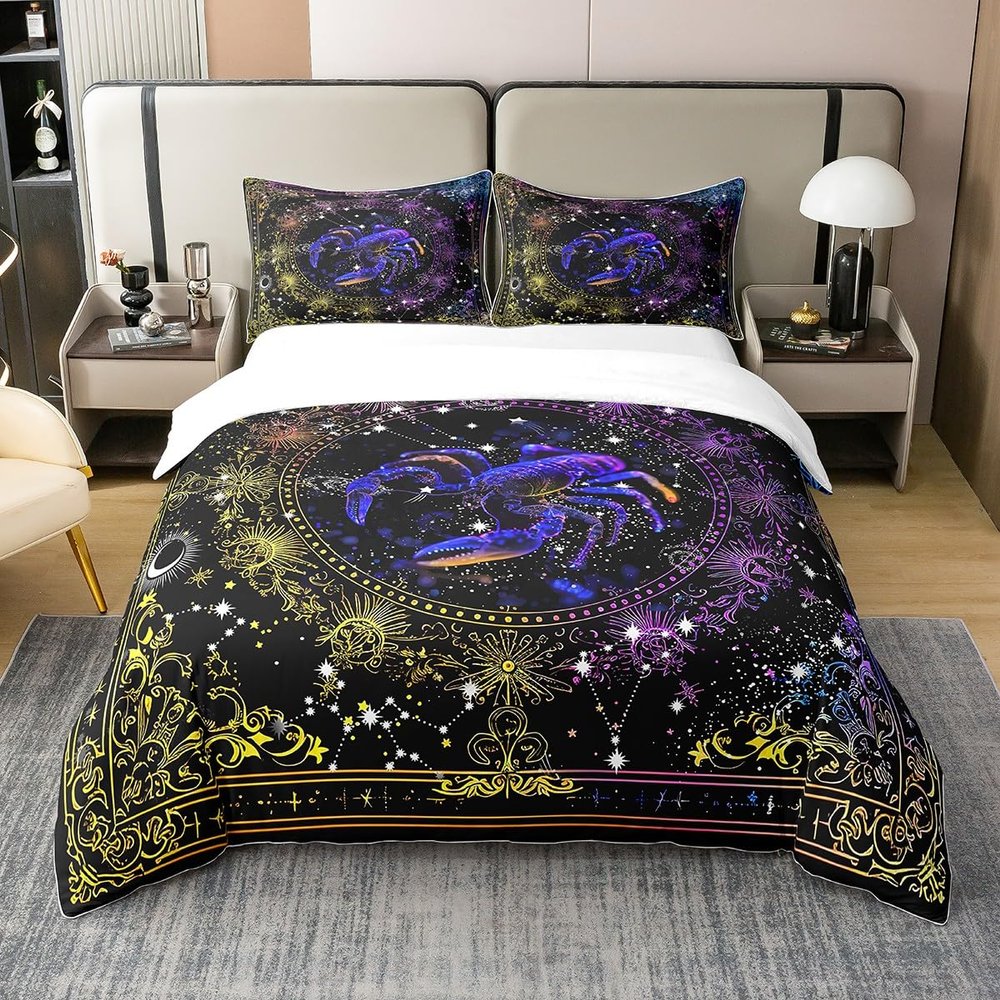 Loussiesd Scorpio Constellation Astrology 100% Cotton Bedding Set, 135 x 200 cm