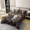 100% Cotton Bull Skull Rustic Wood Duvet Cover Set, White/Brown, 220 x 240 cm view 2