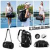 Sports Duffel Bag, 4-Way Waterproof Backpack with Shoe and Laptop Compartments, Black view 2
