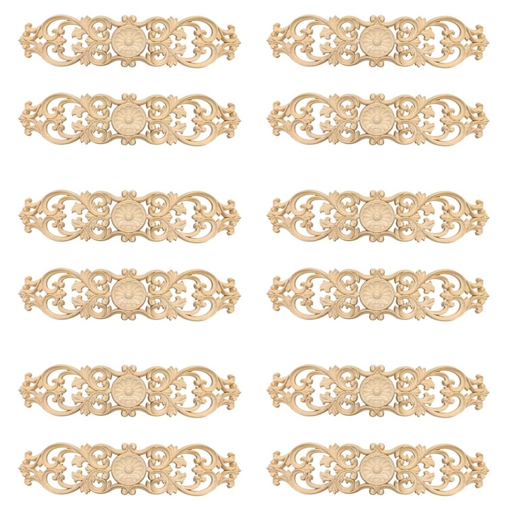 VENOAL 12-Piece 30 x 7 cm Wood Carving Appliques, Carved Corner Trim for Home Decor, Cabinets, Beds, and Decorative Onlays