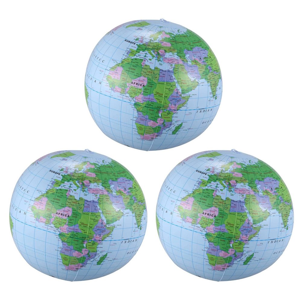 VENOAL 3-Pack Inflatable Toy Globe, Geography Map Ball, 40 cm