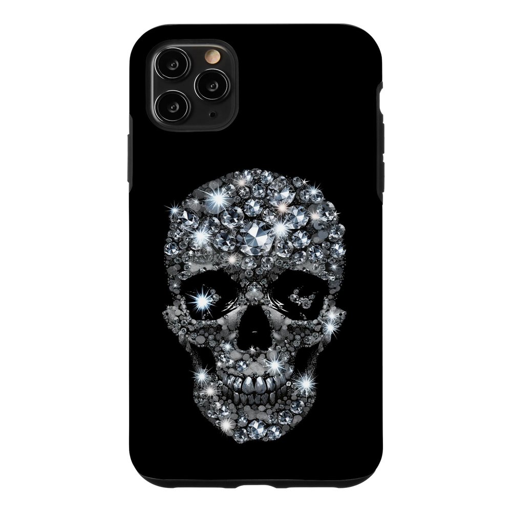 iPhone 11 Pro Max Case, Skull Made in Diamonds Graphic Design