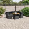 Juroupi 8-Piece Garden Sofa Set with Cushions, Black Poly Rattan - 3270950 view 1