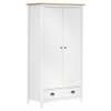 KOIECETA Solid Pine Wood Wardrobe, White and Honey Brown, 89 x 50 x 170 cm view 1