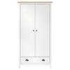 KOIECETA Solid Pine Wood Wardrobe, White and Honey Brown, 89 x 50 x 170 cm view 2