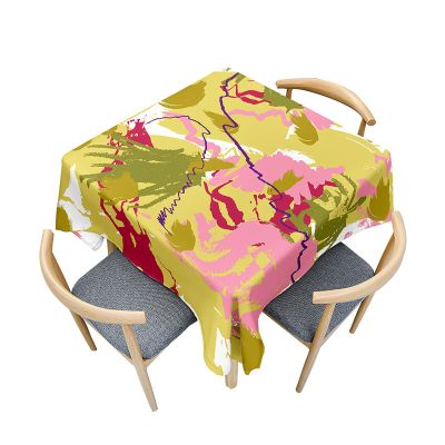 Morbuy Square Tablecloth, 3D Painting Style, Wipeable, Lotus Effect, Khaki, 100 x 100 cm