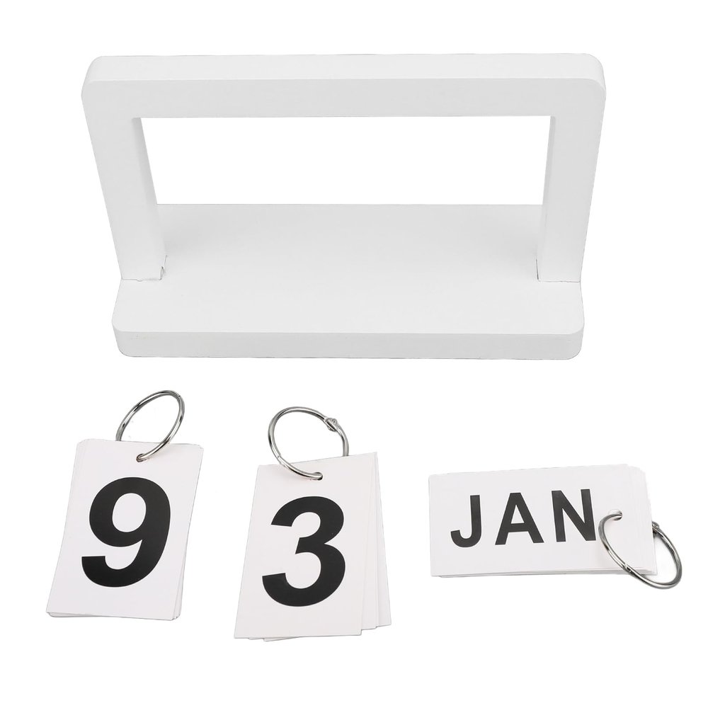 Yusat Vintage Flip Calendar, Monthly and Date Display, Wooden Desk Calendar